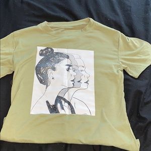 Green Girl Head Printed Top